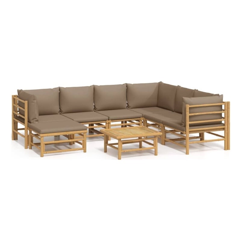 vidaXL 8 Piece Bamboo Garden Lounge Set