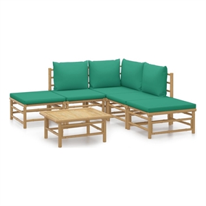 vidaXL 6 Piece Bamboo Garden Lounge Set in Green/Natural