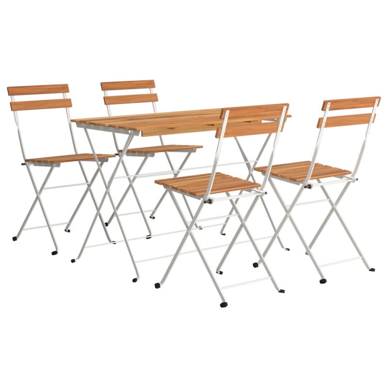 vidaXL 5 Piece Steel Bistro Set in Black/Natural