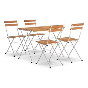 vidaXL 5 Piece Steel Bistro Set in Black/Natural