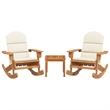 vidaXL 3 Piece Solid Acacia Wood Garden Lounge Set in White/Cream/Natural