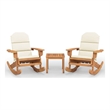 vidaXL 3 Piece Solid Acacia Wood Garden Lounge Set in White/Cream/Natural