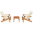 vidaXL 3 Piece Solid Acacia Wood Garden Lounge Set in White/Cream/Natural
