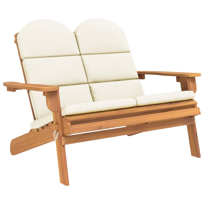 vidaXL 3 Piece Solid Acacia Wood Garden Lounge Set in White/Cream/Natural
