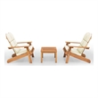 vidaXL 3 Piece Solid Acacia Wood Garden Lounge Set in White/Cream/Natural