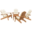 vidaXL 5 Piece Solid Acacia Wood Garden Lounge Set in White/Cream/Natural