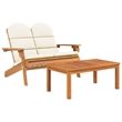 vidaXL 5 Piece Solid Acacia Wood Garden Lounge Set in White/Cream/Natural
