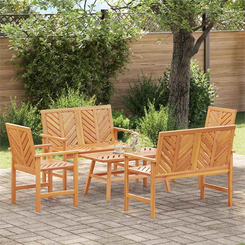 vidaXL Solid Acacia Wood Garden Lounge Set in Brown