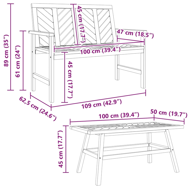 vidaXL Solid Acacia Wood Garden Lounge Set in Brown