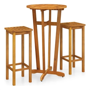 vidaXL Solid Acacia Wood Medium Bar Set in Brown