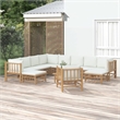 vidaXL 12 Piece Bamboo Large Garden Lounge Set in White/Cream