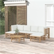 vidaXL 7 Piece Bamboo Garden Lounge Set in White/Cream
