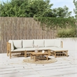 vidaXL 6 Piece Bamboo Garden Lounge Set in White/Cream/Natural
