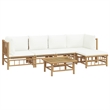 vidaXL 6 Piece Bamboo Garden Lounge Set in White/Cream/Natural