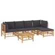 vidaXL 6 Piece Bamboo Garden Lounge Set in Gray/Natural