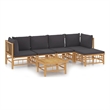 vidaXL 6 Piece Bamboo Garden Lounge Set in Gray/Natural