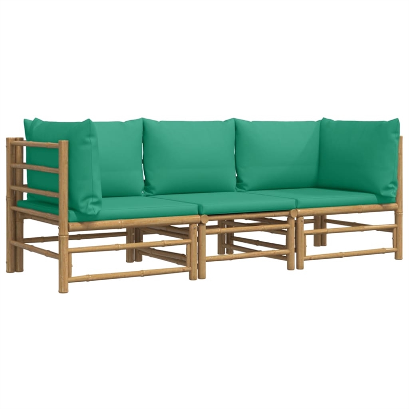 vidaXL 3 Piece Bamboo Small Garden Lounge Set in Green/Natural