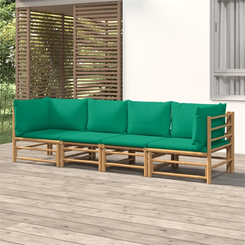 vidaXL 4 Piece Bamboo Garden Lounge Set in Green/Natural