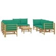 vidaXL 9 Piece Bamboo Garden Lounge Set in Green/Natural