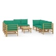 vidaXL 9 Piece Bamboo Garden Lounge Set in Green/Natural