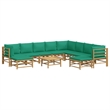 vidaXL 11 Piece Bamboo Garden Lounge Set in Green/Natural