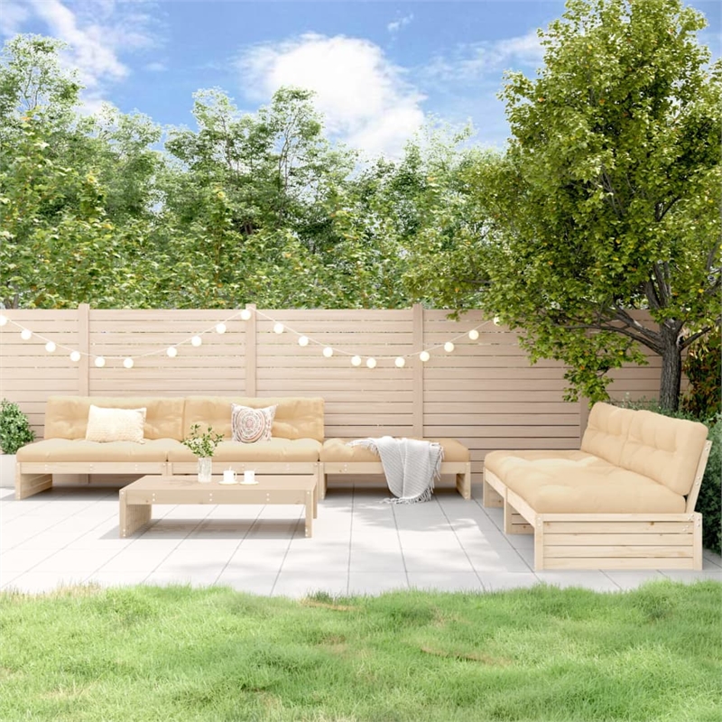 vidaXL 6 Piece Wood Garden Lounge Set in Natural/Beige