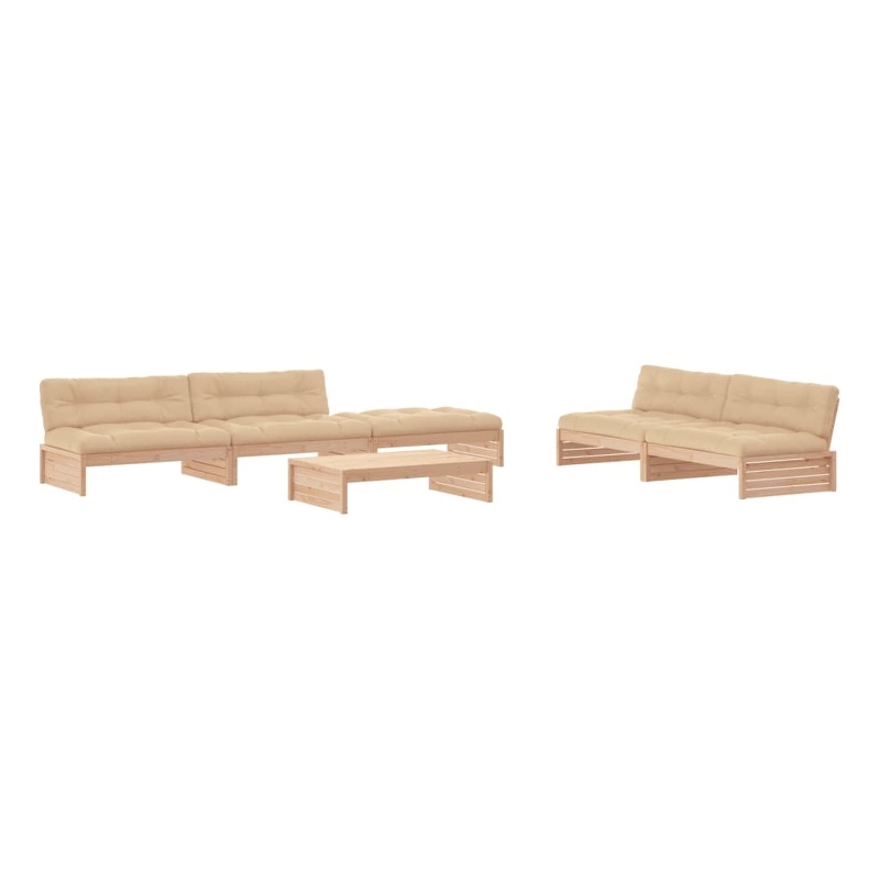 vidaXL 6 Piece Wood Garden Lounge Set in Natural/Beige