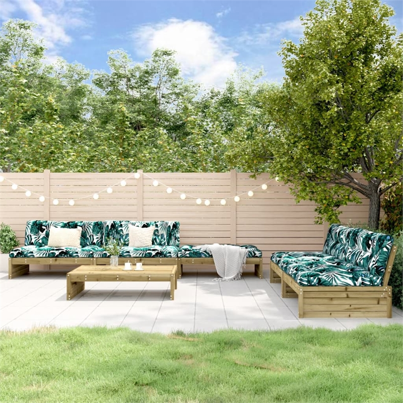 vidaXL 6 Piece Wood Garden Lounge Set in Red/Brown