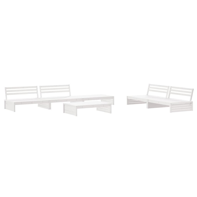 vidaXL 6 Piece Wood Garden Lounge Set in White/Anthracite