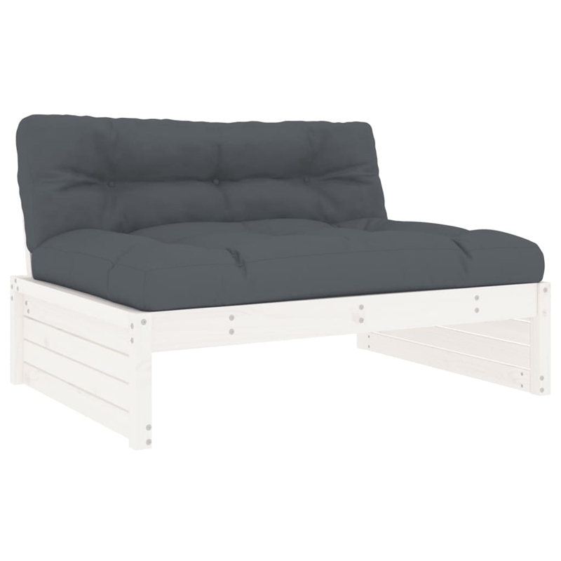 vidaXL 6 Piece Wood Garden Lounge Set in White/Anthracite