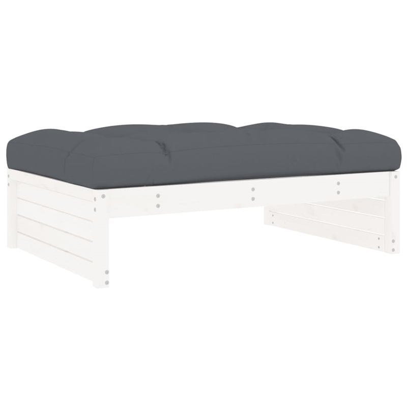 vidaXL 6 Piece Wood Garden Lounge Set in White/Anthracite