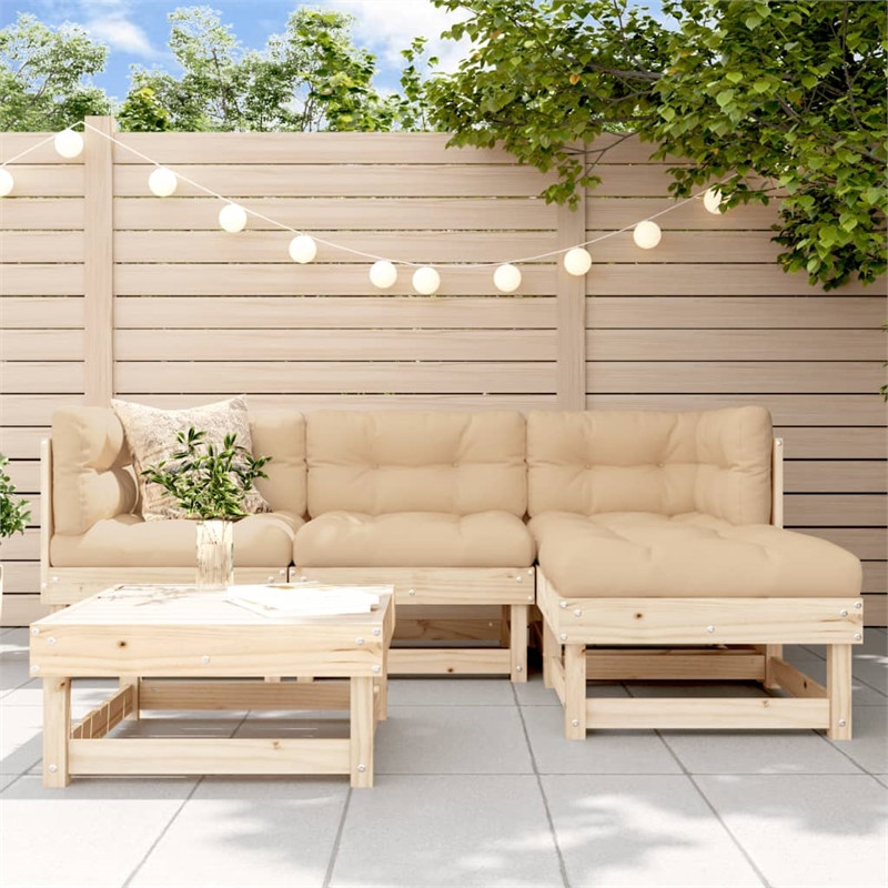 vidaXL 5 Piece Wood Garden Lounge Set in Natural