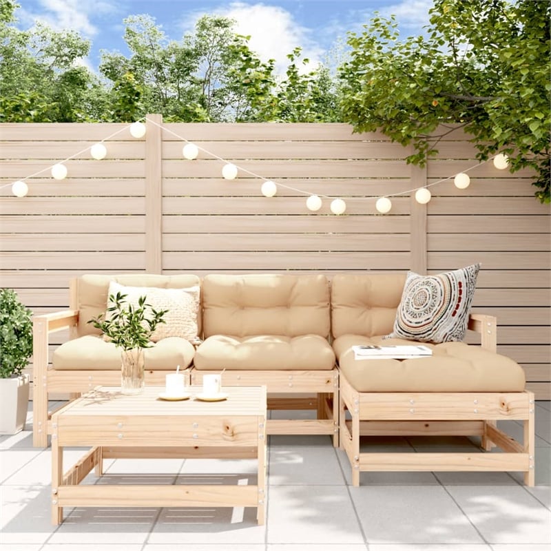 vidaXL 5 Piece Wood Garden Lounge Set in Natural
