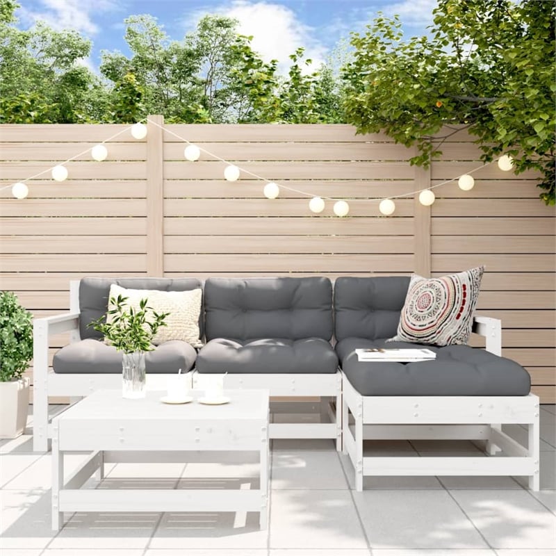 vidaXL Wood Medium Garden Lounge Set in White