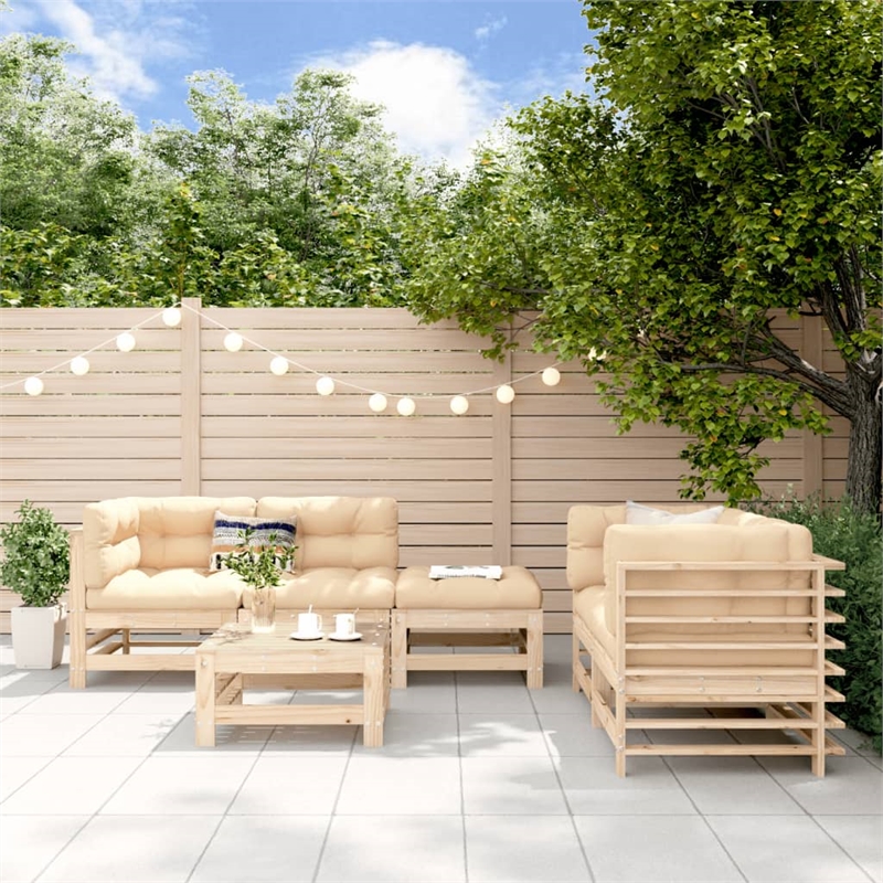 vidaXL 6 Piece Wood Garden Lounge Set in Natural