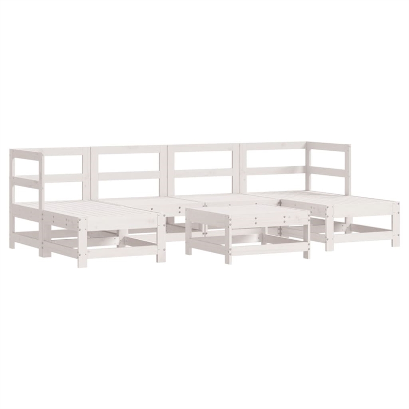 vidaXL 7 Piece Wood Garden Lounge Set in White/Anthracite