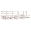 vidaXL 7 Piece Wood Garden Lounge Set in White/Anthracite