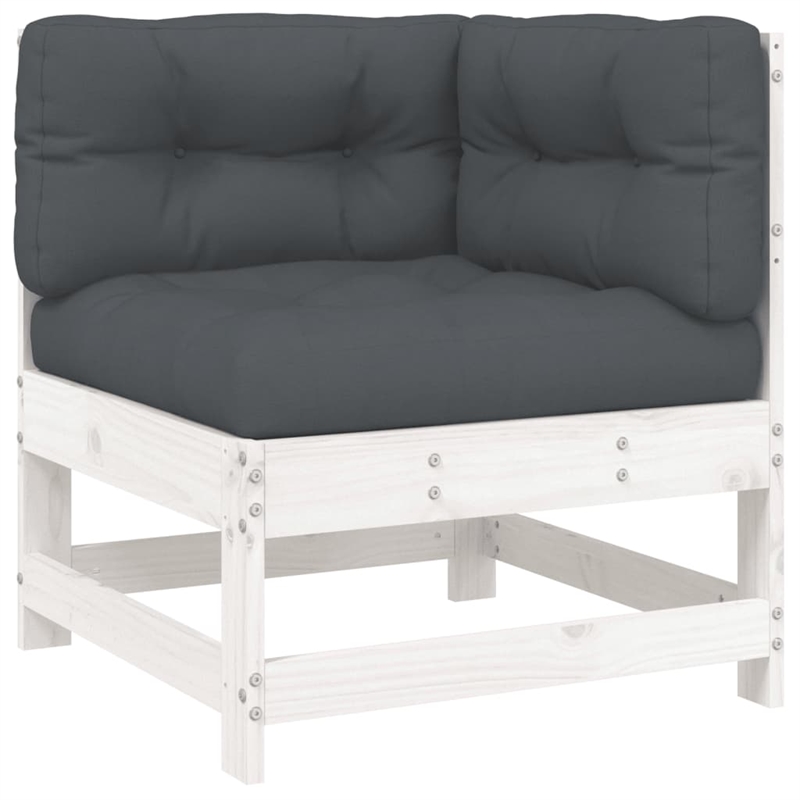 vidaXL 7 Piece Wood Garden Lounge Set in White/Anthracite