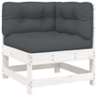 vidaXL 7 Piece Wood Garden Lounge Set in White/Anthracite