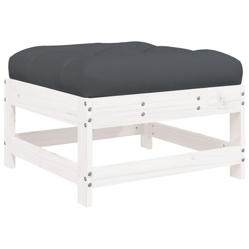 vidaXL 7 Piece Wood Garden Lounge Set in White/Anthracite