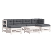 vidaXL 7 Piece Wood Garden Lounge Set in White/Anthracite