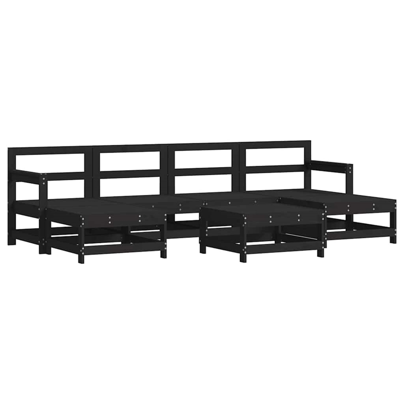 vidaXL 7 Piece Wood Garden Lounge Set in Black