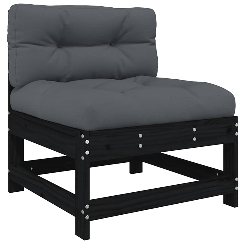 vidaXL 7 Piece Wood Garden Lounge Set in Black