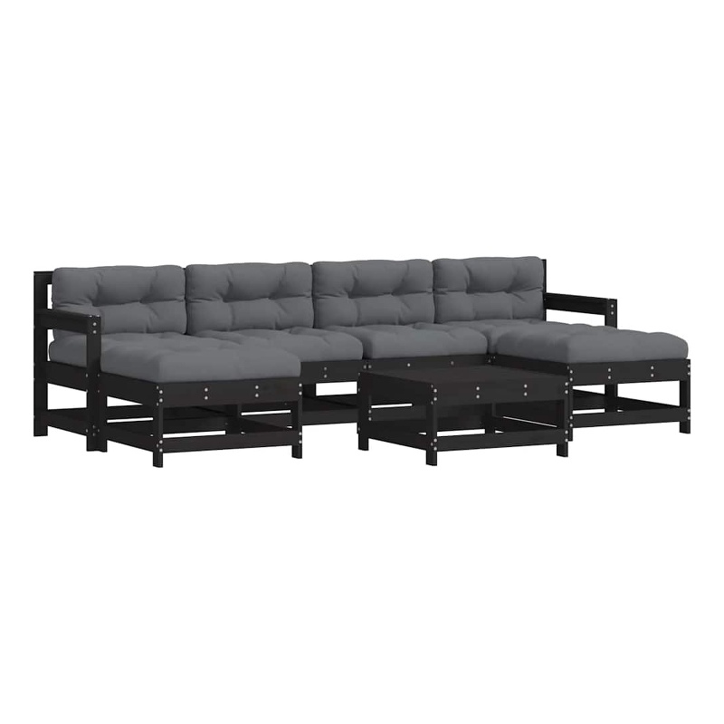 vidaXL 7 Piece Wood Garden Lounge Set in Black