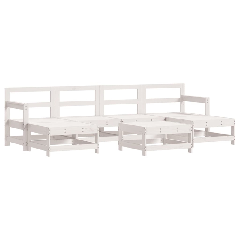 vidaXL 7 Piece Wood Garden Lounge Set in White