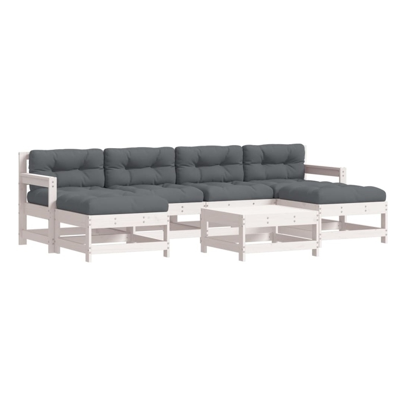 vidaXL 7 Piece Wood Garden Lounge Set in White