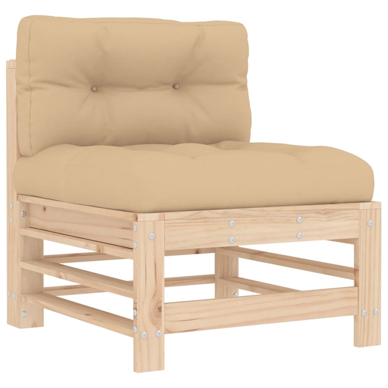 vidaXL 7 Piece Wood Garden Lounge Set in Natural/Beige