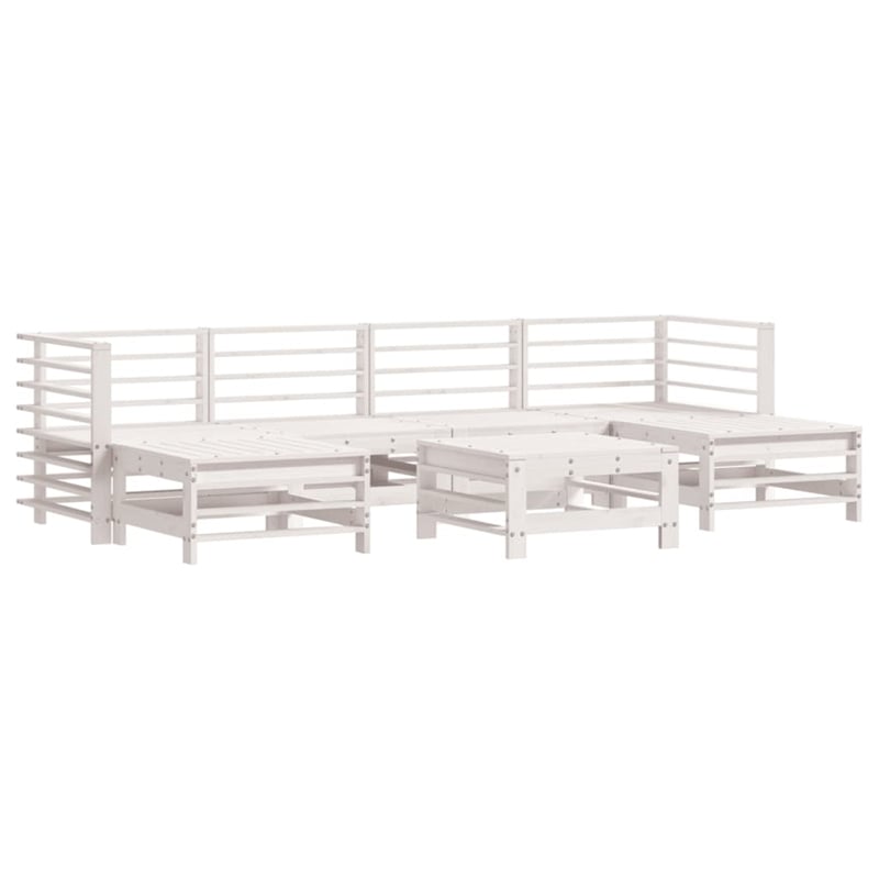 vidaXL 7 Piece Wood Small Garden Lounge Set in White