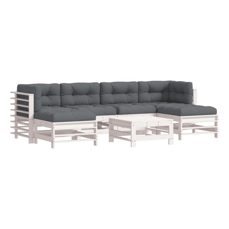 vidaXL 7 Piece Wood Small Garden Lounge Set in White