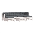 vidaXL 7 Piece Wood Small Garden Lounge Set in White